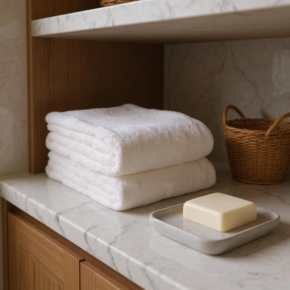 Set of Two Ivory Cotton 13" X 13" Quick Dry Terry Cloth Washcloths  Warm Home View