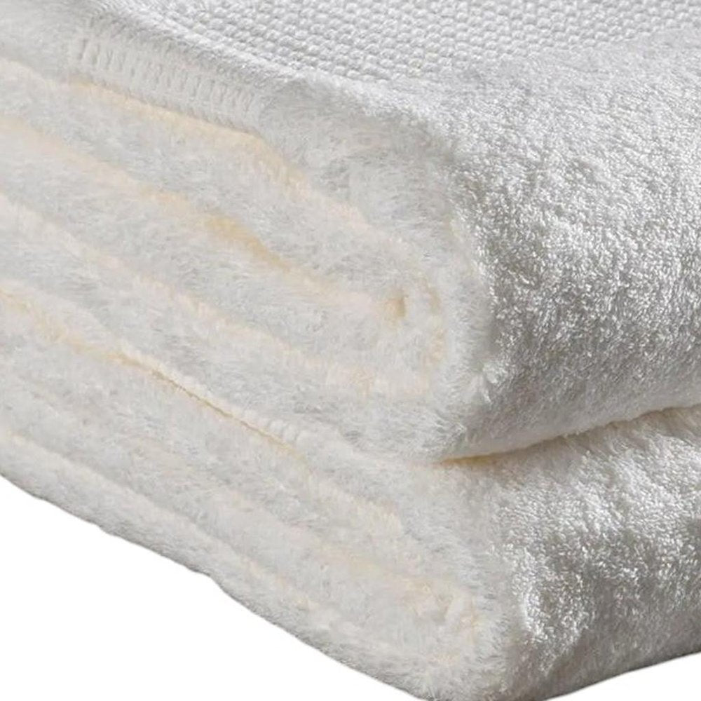 Set of Two Ivory Cotton 13" X 13" Quick Dry Terry Cloth Washcloths  Warm Home View