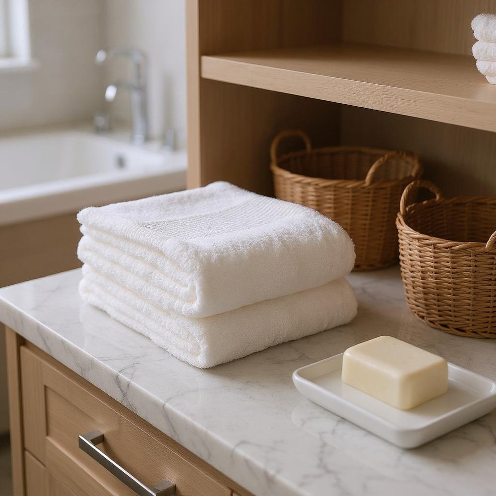Set of Two Ivory Cotton 13" X 13" Quick Dry Terry Cloth Washcloths  Warm Home View