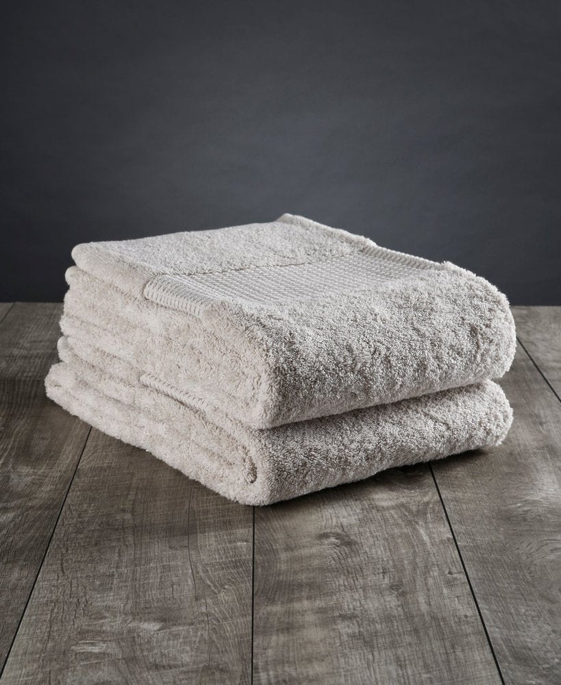 Set of Two Beige Cotton 13" X 13" Quick Dry Terry Cloth Washcloths  Warm Home View