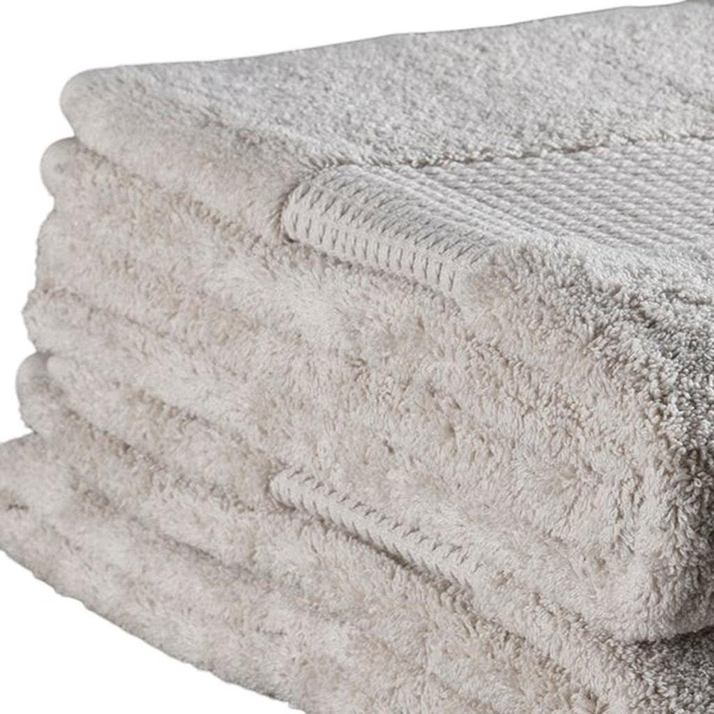 Set of Two Beige Cotton 13" X 13" Quick Dry Terry Cloth Washcloths  Warm Home View