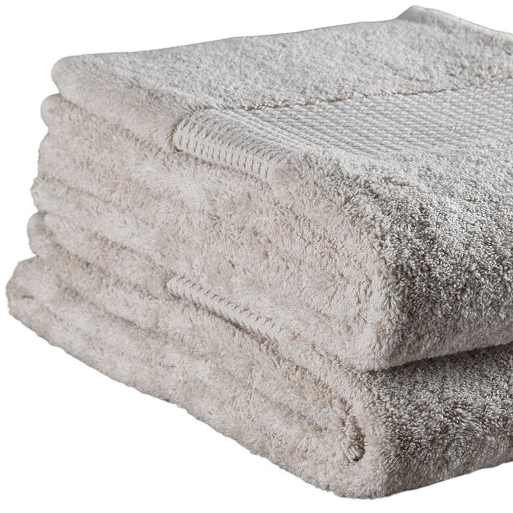 Set of Two Beige Cotton 13" X 13" Quick Dry Terry Cloth Washcloths  Warm Home View