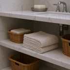 Set of Two Beige Cotton 13" X 13" Quick Dry Terry Cloth Washcloths  Warm Home View