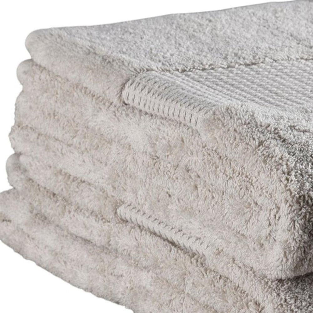 Set of Two Beige Cotton 13" X 13" Quick Dry Terry Cloth Washcloths  Warm Home View