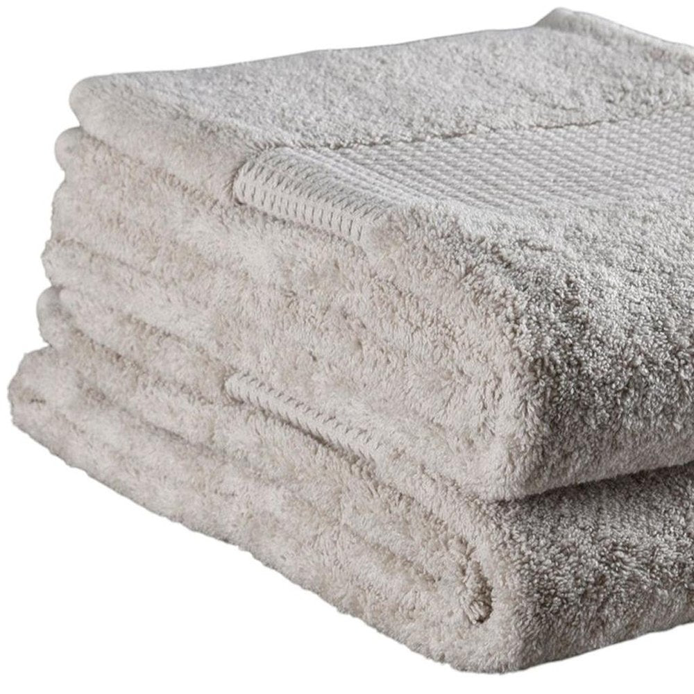 Set of Two Beige Cotton 13" X 13" Quick Dry Terry Cloth Washcloths  Warm Home View