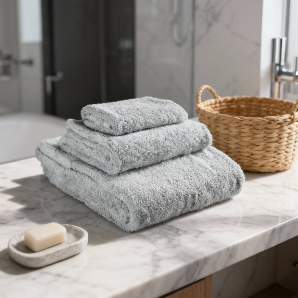 Set of Three Sea Green Cotton Quick Dry Terry Cloth Towels  Warm Home View