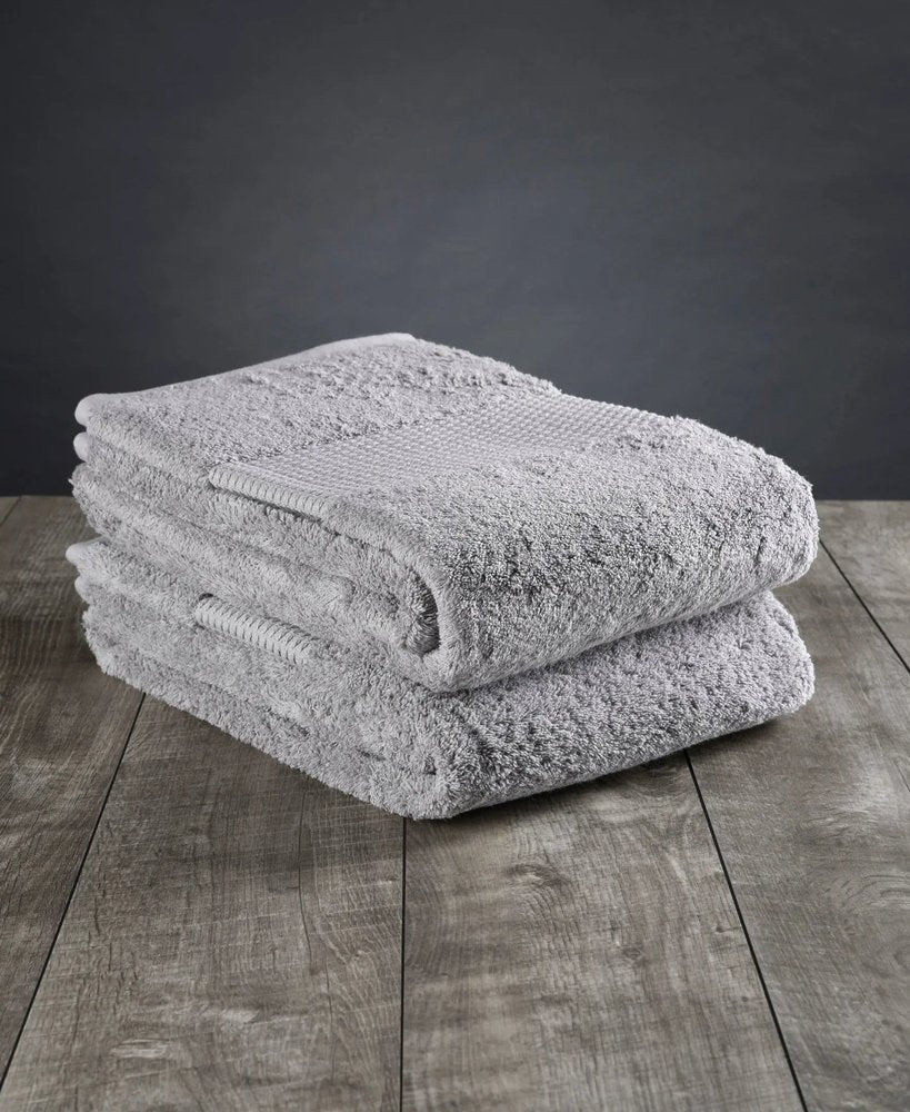 Set of Two Light Gray Cotton 13" X 13" Quick Dry Terry Cloth Washcloths  Warm Home View
