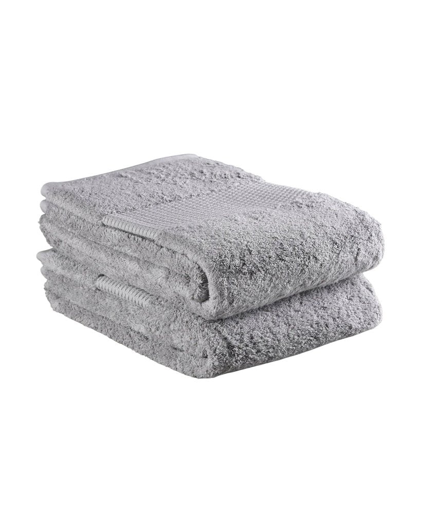 Set of Two Light Gray Cotton 13" X 13" Quick Dry Terry Cloth Washcloths  Warm Home View