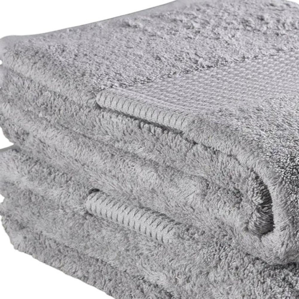 Set of Two Light Gray Cotton 13" X 13" Quick Dry Terry Cloth Washcloths  Warm Home View