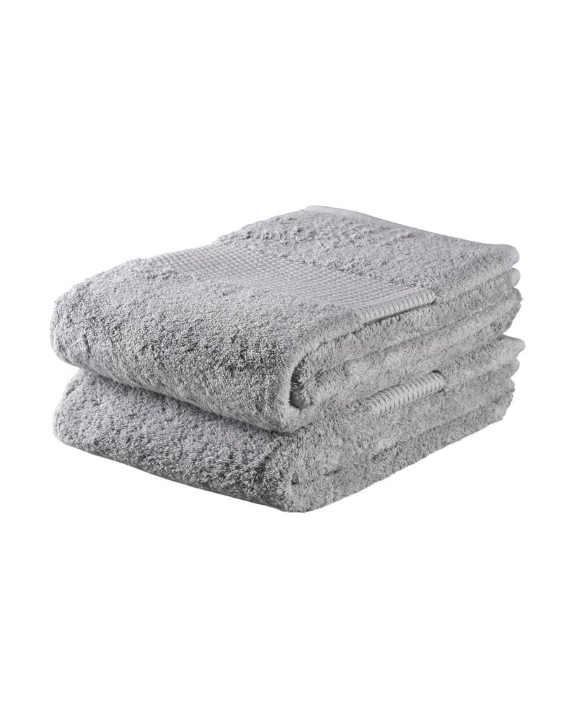 Set of Two Light Gray Cotton 16" X 30" Quick Dry Terry Cloth Hand Towels  Warm Home View