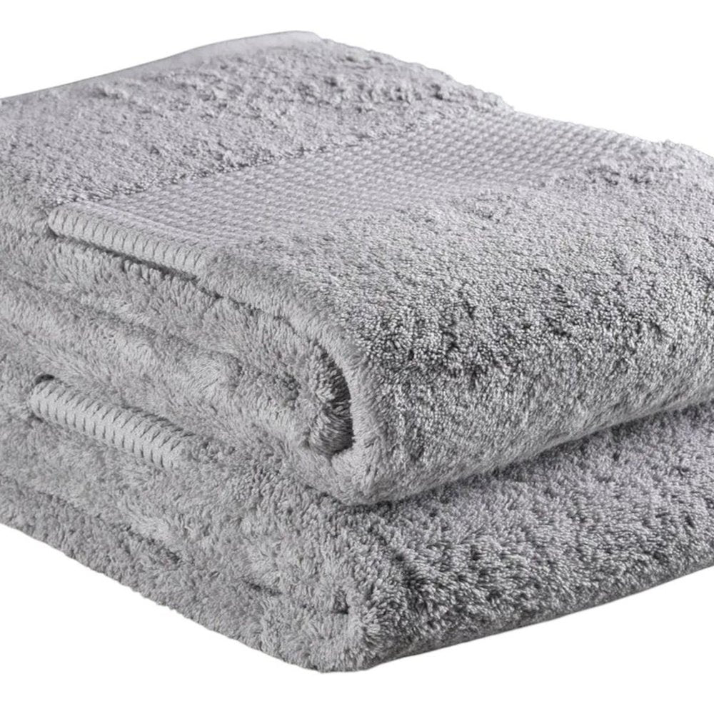 Set of Two Light Gray Cotton 16" X 30" Quick Dry Terry Cloth Hand Towels  Warm Home View