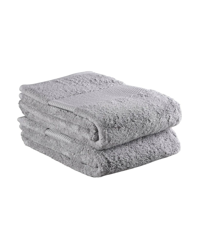 Set of Two Light Gray Cotton 16" X 30" Quick Dry Terry Cloth Hand Towels  Warm Home View