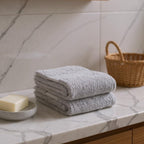 Set of Two Light Gray Cotton 16" X 30" Quick Dry Terry Cloth Hand Towels  Warm Home View