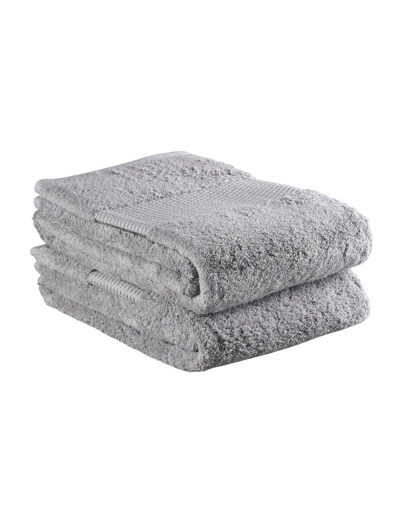 Set of Two Light Gray Cotton 30" X 54" Quick Dry Terry Cloth Bath Towels  Warm Home View
