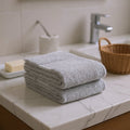 Set of Two Light Gray Cotton 30" X 54" Quick Dry Terry Cloth Bath Towels  Warm Home View