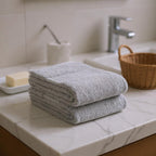 Set of Two Light Gray Cotton 30" X 54" Quick Dry Terry Cloth Bath Towels  Warm Home View