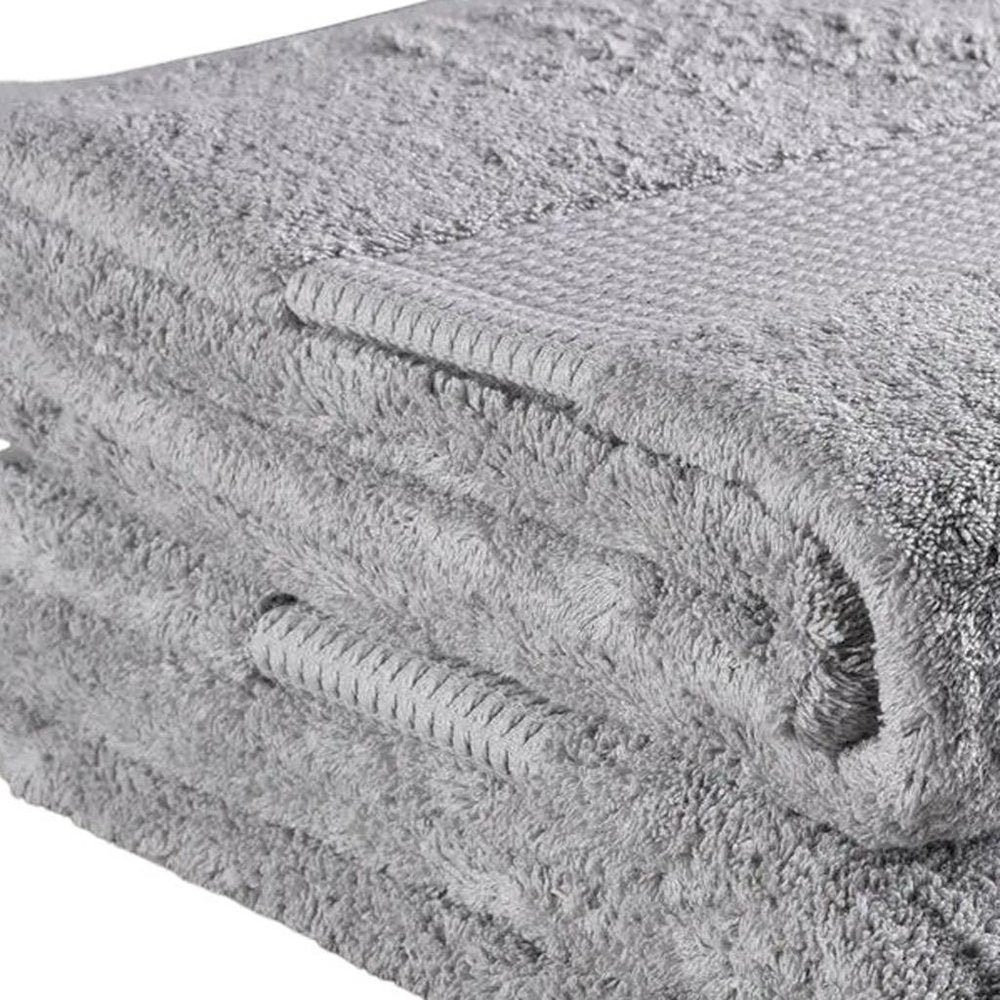 Set of Two Light Gray Cotton 30" X 54" Quick Dry Terry Cloth Bath Towels  Warm Home View