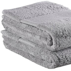 Set of Two Light Gray Cotton 30" X 54" Quick Dry Terry Cloth Bath Towels  Warm Home View