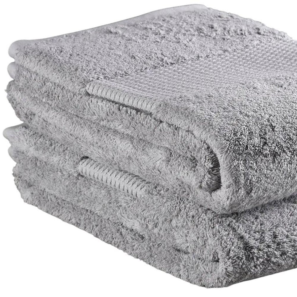 Set of Two Light Gray Cotton 30" X 54" Quick Dry Terry Cloth Bath Towels  Warm Home View