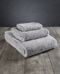 Set of Three Light Gray Cotton Quick Dry Terry Cloth Towels  Warm Home View