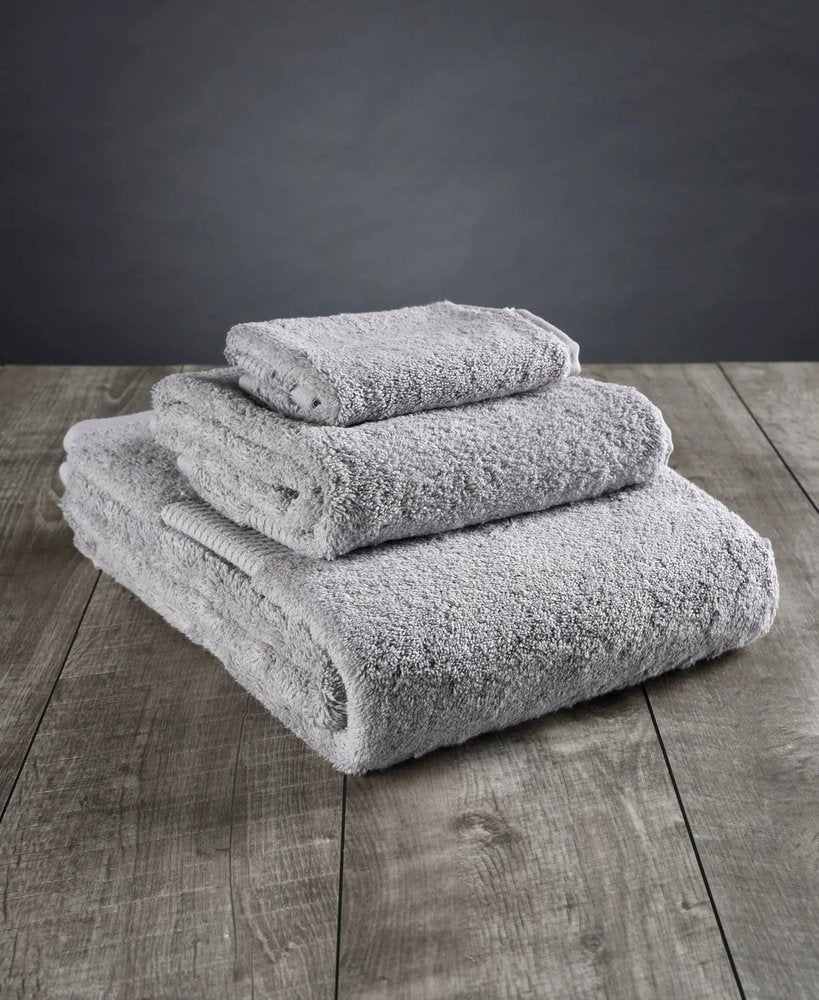 Set of Three Light Gray Cotton Quick Dry Terry Cloth Towels  Warm Home View