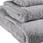 Set of Three Light Gray Cotton Quick Dry Terry Cloth Towels  Warm Home View