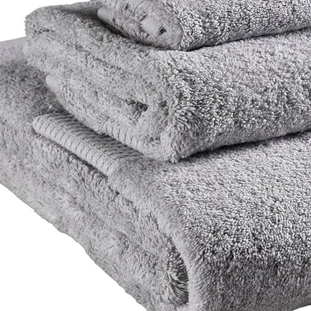 Set of Three Light Gray Cotton Quick Dry Terry Cloth Towels  Warm Home View