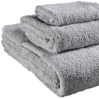 Set of Three Light Gray Cotton Quick Dry Terry Cloth Towels  Warm Home View