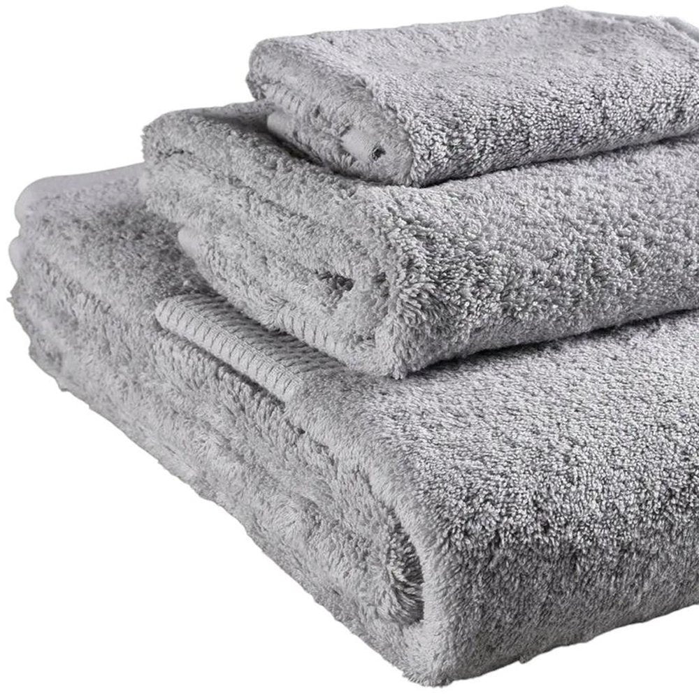 Set of Three Light Gray Cotton Quick Dry Terry Cloth Towels  Warm Home View