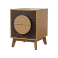 Set of Two 21" Oak And Dark Brown Solid Wood Square Two Drawer Nightstands  Warm Home View