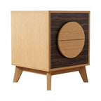 Set of Two 21" Oak And Dark Brown Solid Wood Square Two Drawer Nightstands  Warm Home View