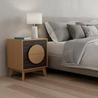 Set of Two 21" Oak And Dark Brown Solid Wood Square Two Drawer Nightstands  Warm Home View