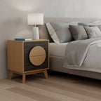 Oak Solid Wood Nightstand - Brown Solid Wood - Set of 2  Warm Home View