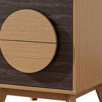 Set of Two 21" Oak And Dark Brown Solid Wood Square Two Drawer Nightstands  Warm Home View