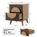 Oak Solid Wood Nightstand - Brown Solid Wood - Set of 2  Warm Home View