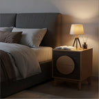 Oak Solid Wood Nightstand - Brown Solid Wood - Set of 2  Warm Home View