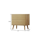 Set of Two 23" Natural Solid Wood Ribbed Texture Two Drawer Nightstand  Warm Home View