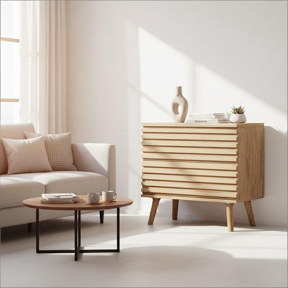 Natural Solid Wood Nightstand - Natural Wood - Set of 2  Warm Home View