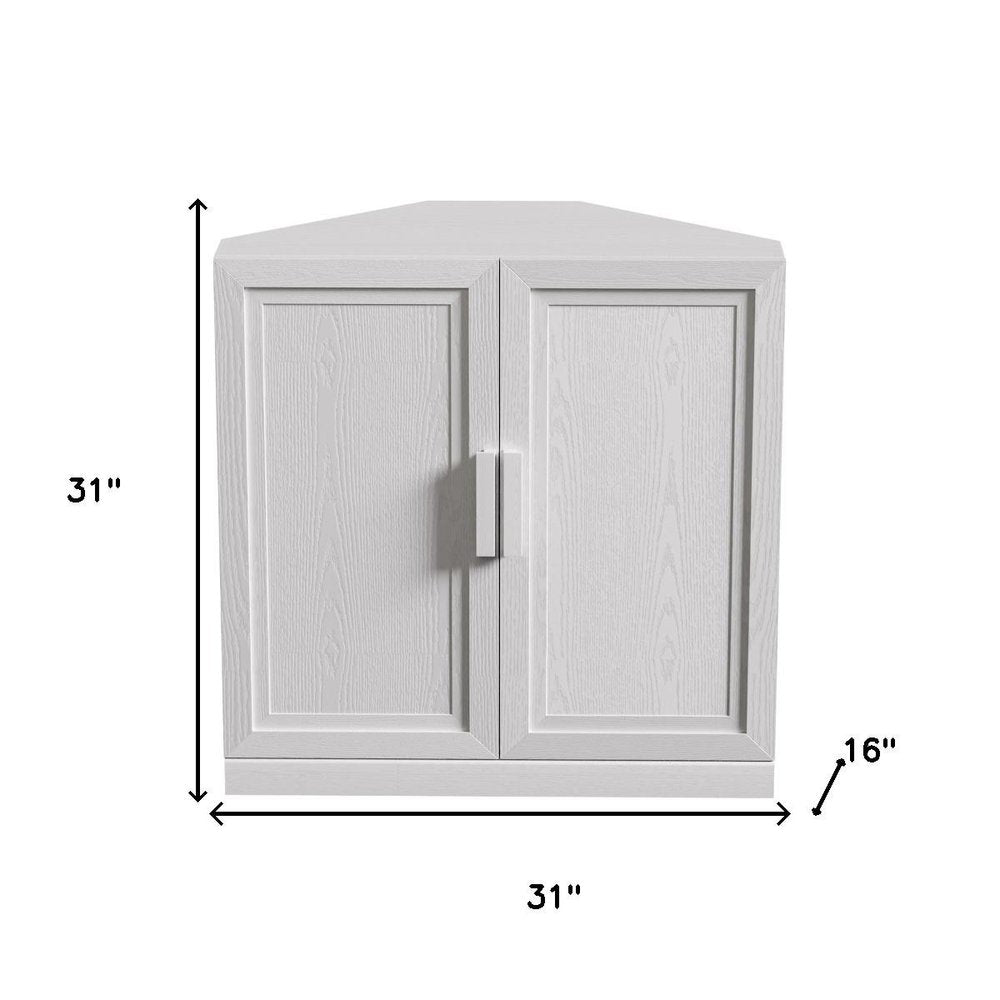 Set Of Two White Wood Corner Accent Cabinet With Two Doors  Warm Home View