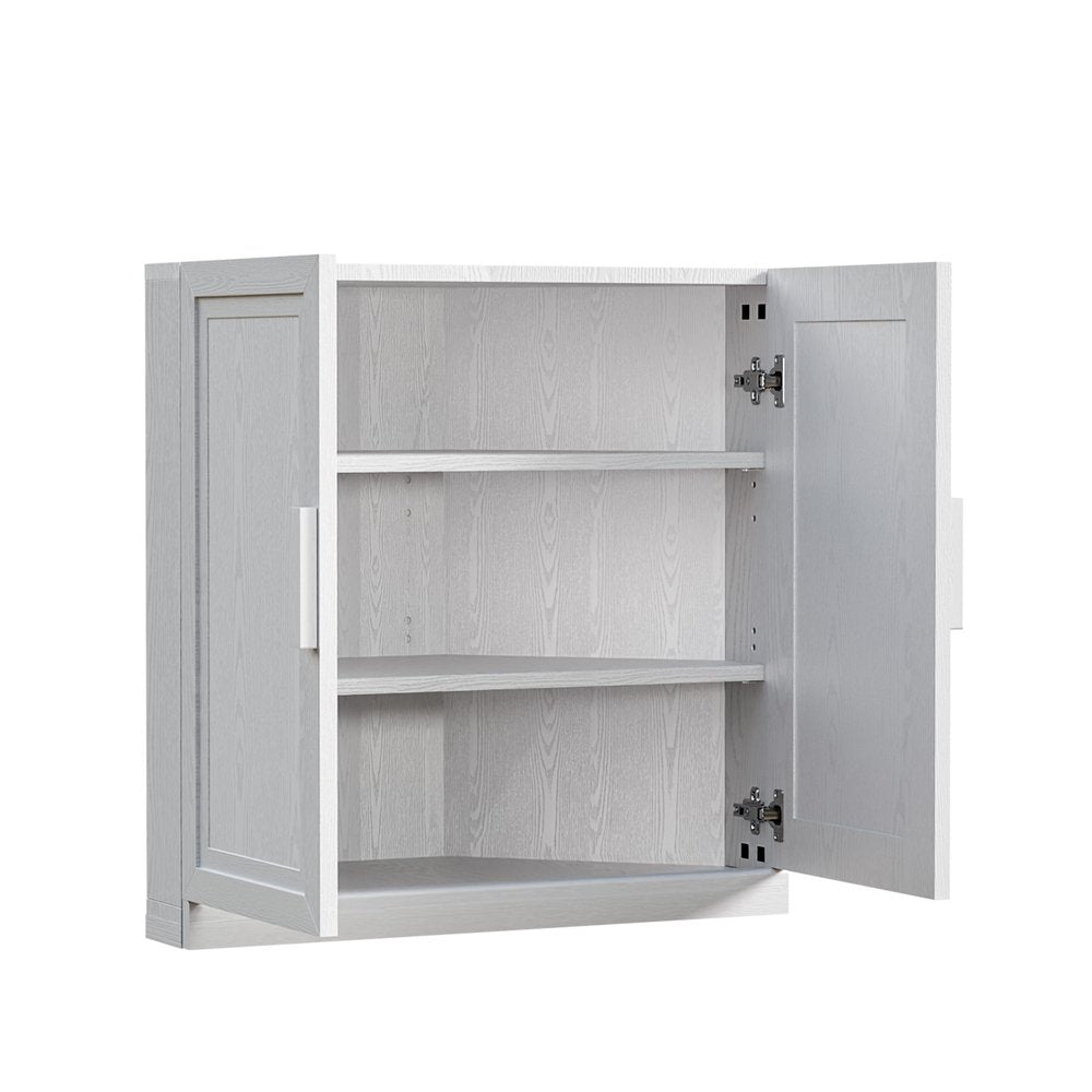 Set Of Two White Wood Corner Accent Cabinet With Two Doors  Warm Home View