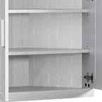 Set Of Two White Wood Corner Accent Cabinet With Two Doors  Warm Home View
