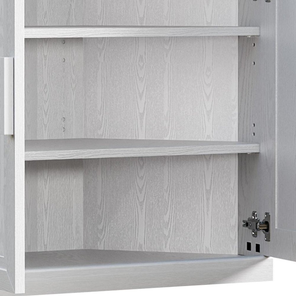 Set Of Two White Wood Corner Accent Cabinet With Two Doors  Warm Home View
