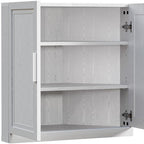 Set Of Two White Wood Corner Accent Cabinet With Two Doors  Warm Home View