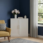 Set Of Four White Wood Corner Accent Cabinet With Two Doors  Warm Home View