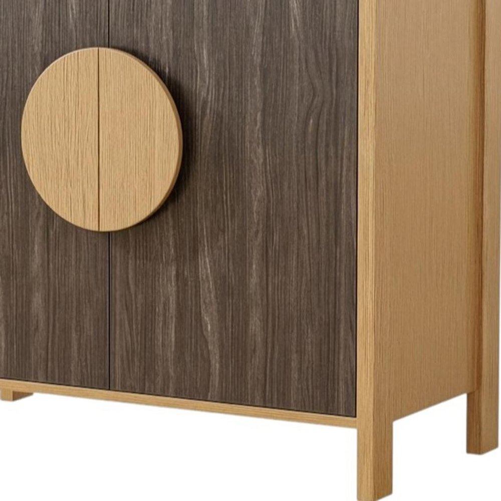 Set Of Two Sepia Solid Wood Console Accent Cabinet With Two Doors  Warm Home View