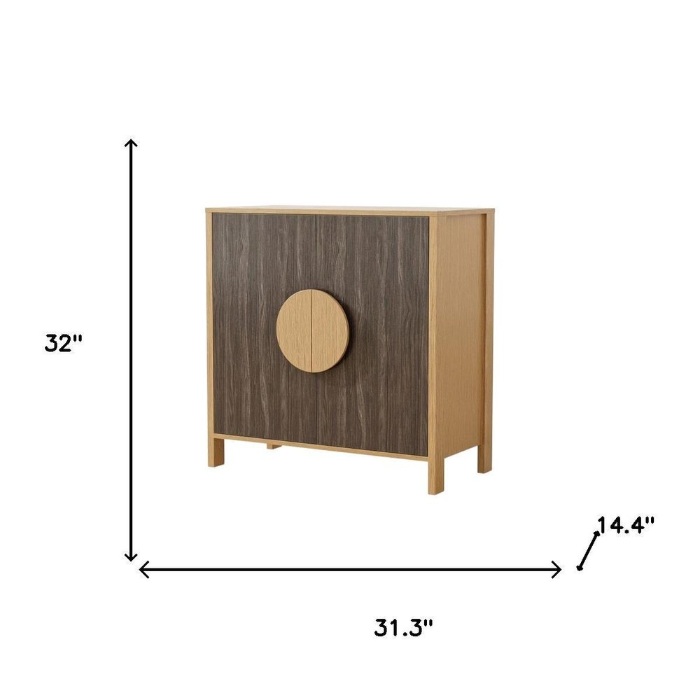 Set Of Two Sepia Solid Wood Console Accent Cabinet With Two Doors  Warm Home View