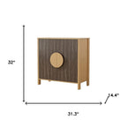 Set Of Two Sepia Solid Wood Console Accent Cabinet With Two Doors  Warm Home View