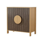 Set Of Two Sepia Solid Wood Console Accent Cabinet With Two Doors  Warm Home View