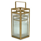 Set of Two Gold Metal Floor Lantern Candle Holders  Warm Home View