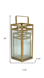 Set of Two Gold Metal Floor Lantern Candle Holders  Warm Home View